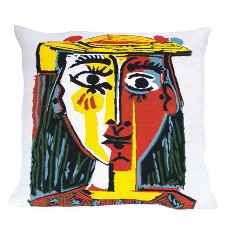 Poulin Design Picasso Pude 45x45 cm – Porträt einer Frau mit Hut Neu Im Sortiment