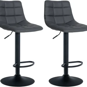 2er Set Barhocker Jerry Kunstleder schwarz, grau Markenware
