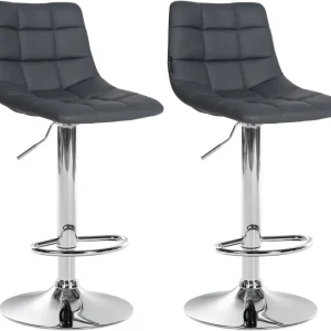 2er Set Barhocker Jerry Kunstleder chrom, grau Schnäppchen
