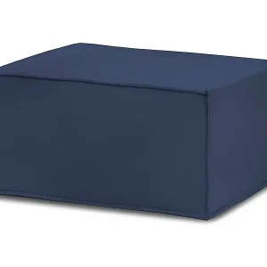 Puff Barbara, Ottomane im Wohnzimmer, 100% Made in Italy, Relaxsessel aus gepolstertem Stoff, Cm 80x70h43, Blau Online Kaufen