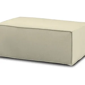 Puff Dabdella, Ottomane im Wohnzimmer, 100% Made in Italy, Relaxsessel aus gepolstertem Stoff, Cm 100x70h43, Beige Versand Am Gleichen Tag