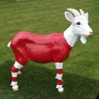 Mega-Angebot Gartenfigur Ziege 48 cm rot / weiß Köln 3660 Ziegenbock Bock Garten lebensecht