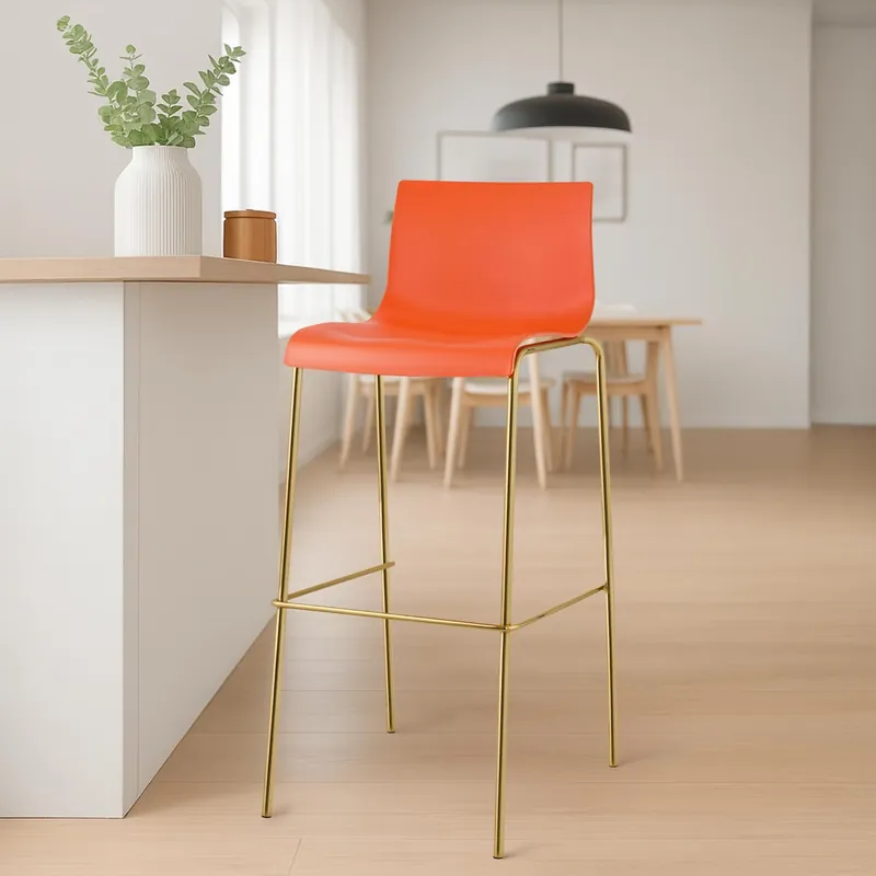 Top-Angebot Barhocker Hoover Kunststoff 4-Fuß Gold, orange