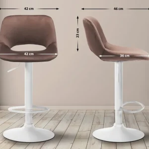 2er Set Barhocker Camden Samt weiß, braun Solange Der Vorrat Reicht