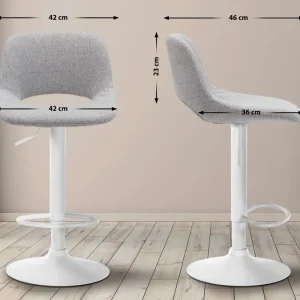 2er Set Barhocker Camden Stoff weiß, hellgrau Neu Im Sortiment