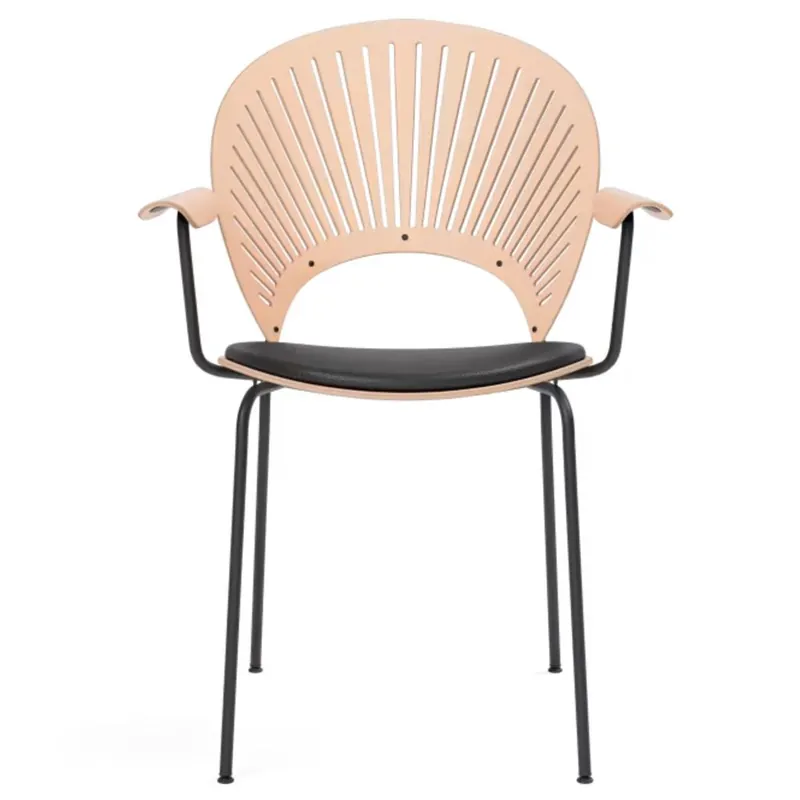 Fredericia Furniture 3397 Trinidad Sessel, Sitzfläche gepolstert, H: 85 cm, Buche lackiert/schwarzes Leder Billig