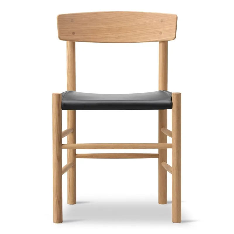 Direktkauf Fredericia Furniture 3339 J39 Mogensen Esszimmerstuhl – Geölte Eiche/Schwarzes Leder