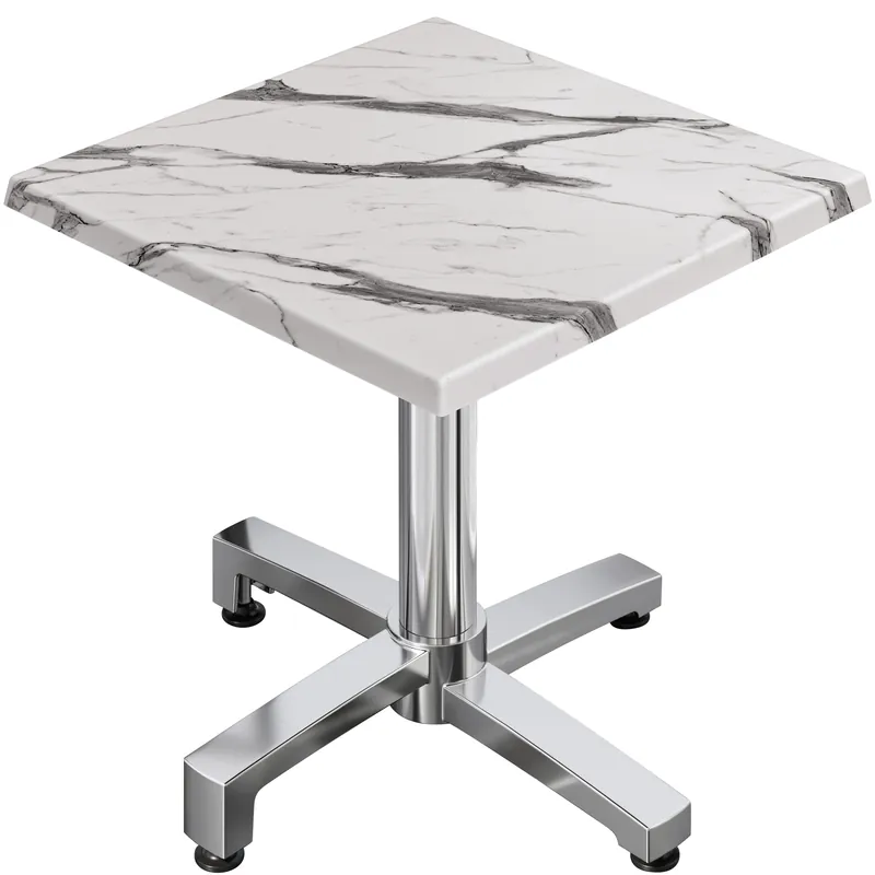 Wochenendangebot WBO | Bistro Außen Tisch | B:T:H 70 x 70 x 78,5 cm | Weiß Marmor / Aluminium | Quadratisch | Zusatzgewicht