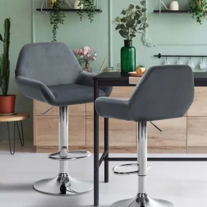 2er Set Barhocker Braga Samt chrom, dunkelgrau Sonderaktion