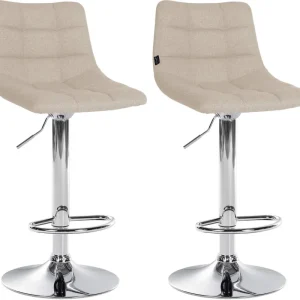 Top-Preis 2er Set Barhocker Jerry Stoff chrom, creme