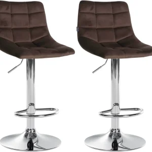 2er Set Barhocker Jerry Samt chrom, braun Schneller Versand