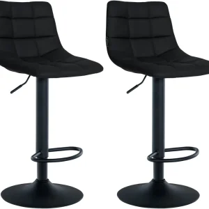 Wochenendangebot 2er Set Barhocker Jerry Kunstleder schwarz, schwarz