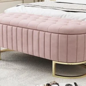 Mit Samt gepolsterte Aufbewahrungsbank – Moderner Stil – Rosa Preisreduziert