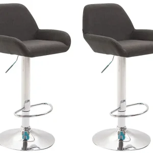 2er Set Barhocker Braga Stoff chrom, dunkelgrau Preiswert