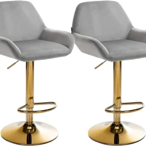 2er Set Barhocker Braga Gold Samt, grau Abverkauf