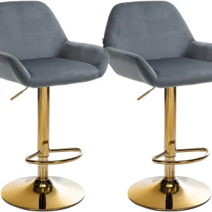2er Set Barhocker Braga Gold Samt, dunkelgrau Neuheit