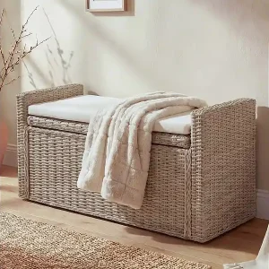 Sitzbank Genua Rattan Staufach, Kubu grau Wochenendangebot