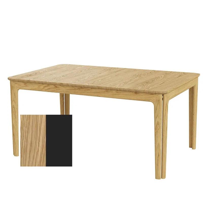 Schneller Versand Skovby SM26 Esstisch inkl. 3 Stk. Einlegeplatten L: 155-308 cm - Naturgeölte Eiche/Schwarzes Laminat