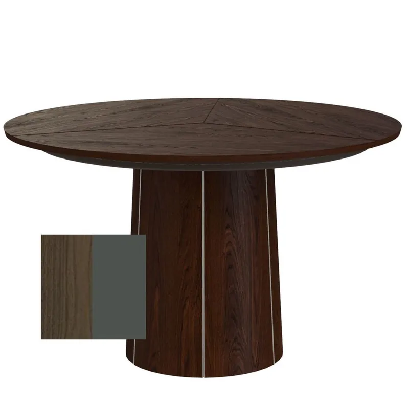 Skovby SM33 Esstisch inkl. 3 Stk. Einlegeplatten Ø: 123-149 cm - Lackierter Nussbaum/Grünes Laminat Direkt Vom Hersteller