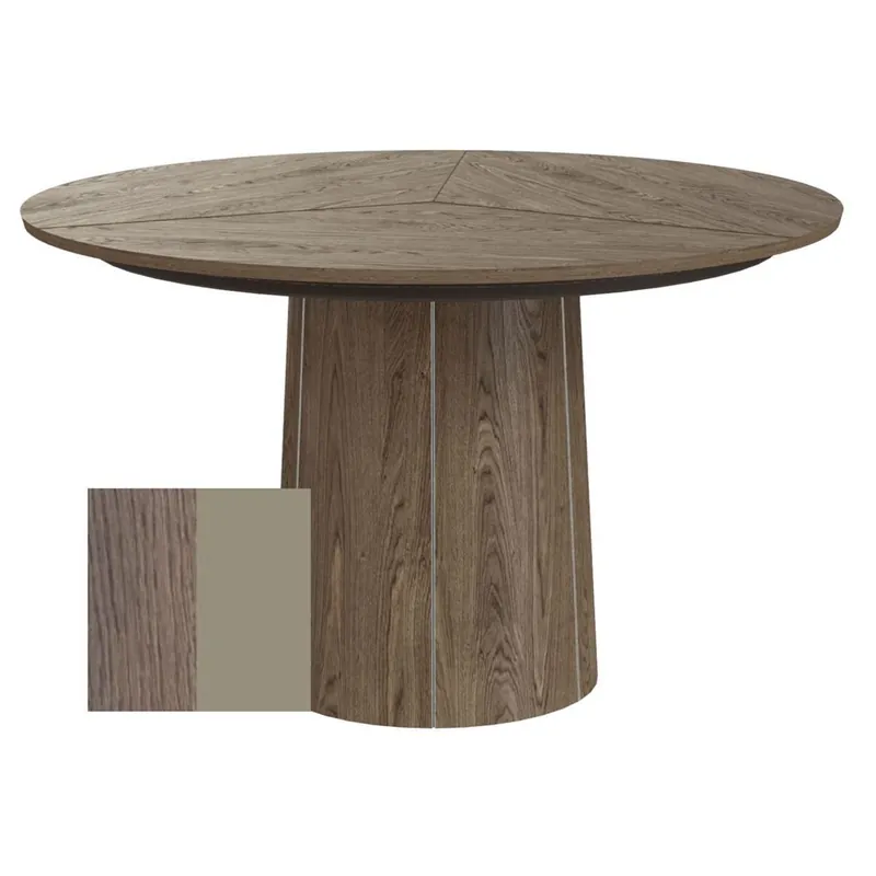 Skovby SM33 Esstisch inkl. 3 Einlegeplatten, Ø: 123–149 cm – Lackierte Eiche Mokka/Laminat Muskat Sonderangebot