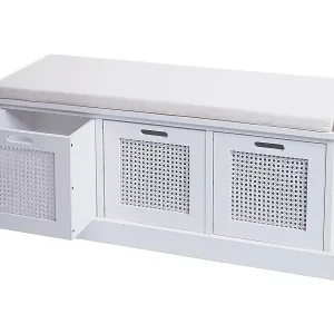 Sitzbank MCW-J49 Aufbewahrungsboxen, Weiß, Polster creme-weiß Preiswert