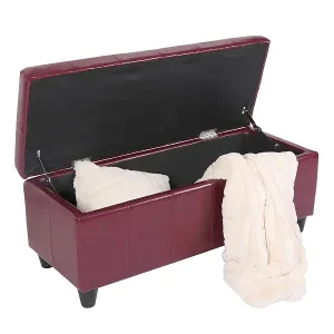 Abverkauf Sitzbank mitAufbewahrung Arezzo, LEDER, 112x45x45cm, rot
