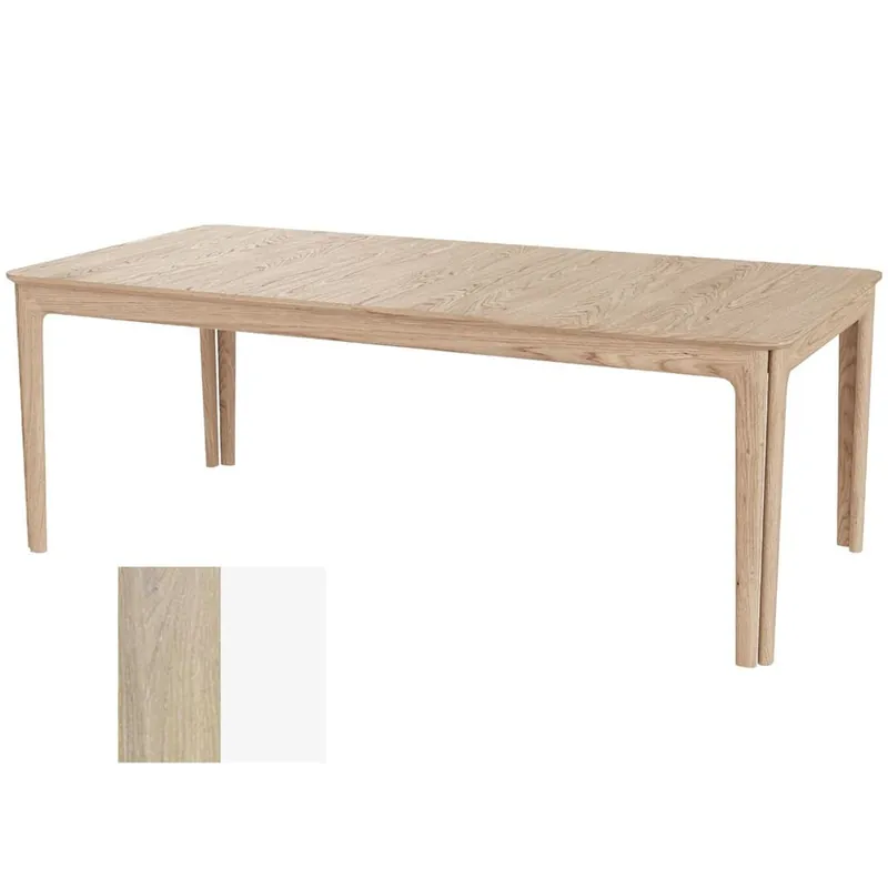 Sichere Zahlung Skovby SM27 Esstisch inkl. 3 Einlegeplatten L: 205-358 cm - Weiß geölte Eiche/Weißes Laminat
