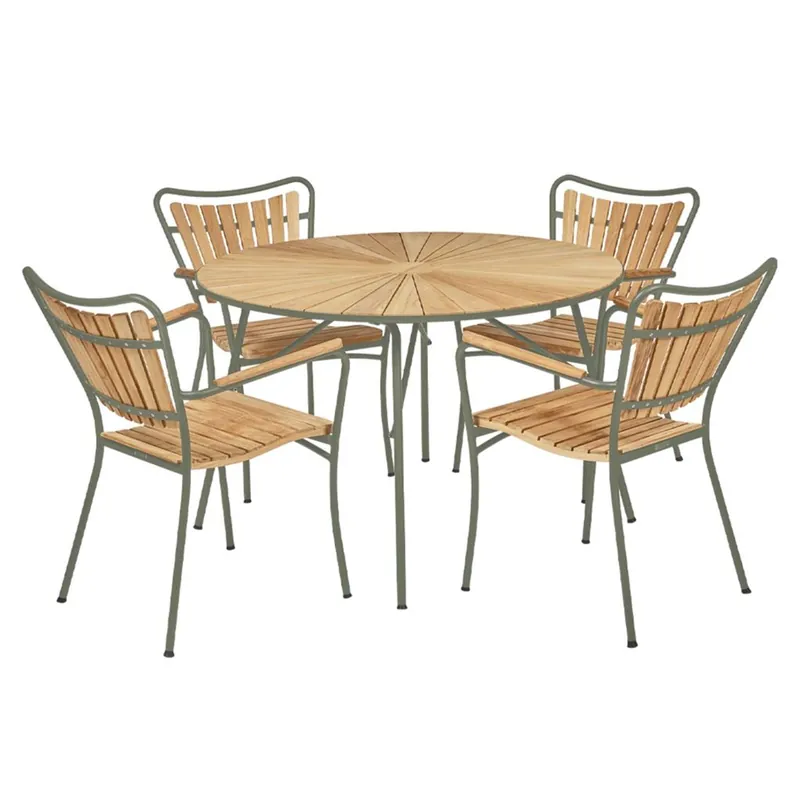 Mandalay Marguerit Gartentisch-Set mit 4 Gartenstühlen – Teak/Olivgrün Jetzt Bestellen