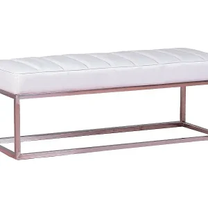 Design-Bank mit Kunstlederbezug und Chromstahlbezug - Praga - Weiß Billig