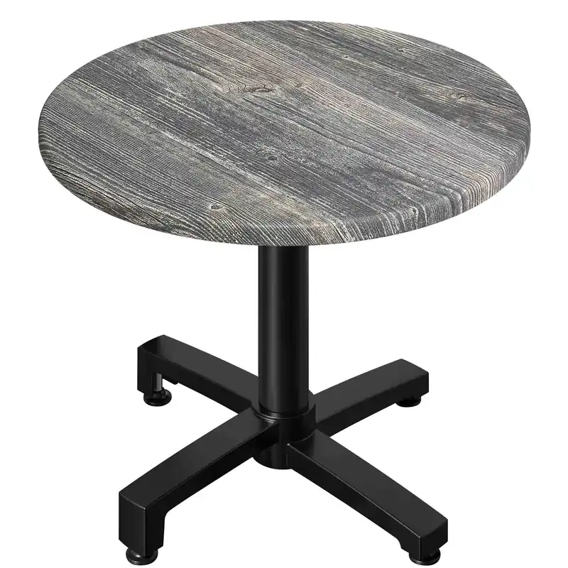 Zertifiziert WBO | Bistro Außen Tisch | Ø:H 70 x 78,5 cm | Rustikal Kiefer / Schwarz | Rund