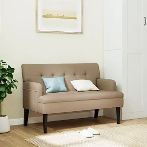 Begrenztes Angebot Sitzbank mit Rückenlehne Cappuccino 112x65,5x75 cm Kunstleder