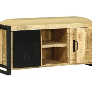 Bank Schrank Braun 100 x 35 x 50 cm Massivholz Mango Jetzt Bestellen