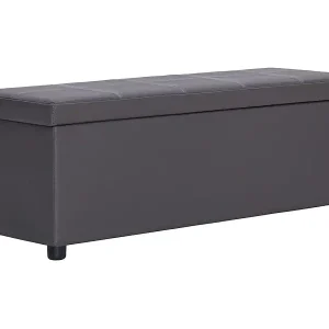 Bank mit Staufach 116 cm Grau Kunstleder Sonderangebot