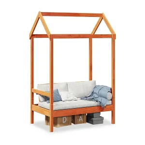 Markenprodukt Bank mit Dach Wachsbraun 117,5x70x176,5 cm Massivholz Kiefer