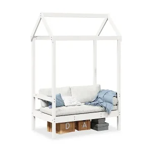 Bank mit Dach Weiß 117,5x70x176,5 cm Massivholz Kiefer Schneller Versand