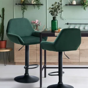 2er Set Barhocker Braga Samt schwarz, dunkelgrün Top-Angebot
