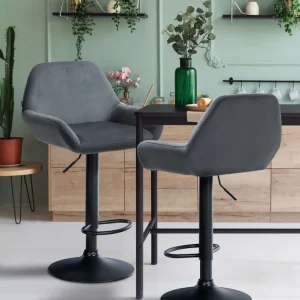 2er Set Barhocker Braga Samt schwarz, dunkelgrau Solange Der Vorrat Reicht