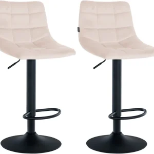 2er Set Barhocker Jerry Samt schwarz, beige Mega-Angebot