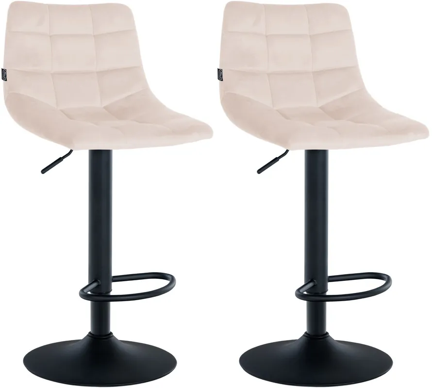 2er Set Barhocker Jerry Samt schwarz, beige Mega-Angebot