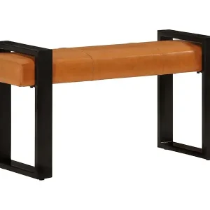 Zertifiziert Sitzbank Schwarz und Braun 110 cm Echtes Ziegenleder