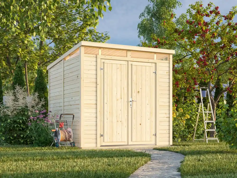 Palmako Pultdach Gerätehaus Elias 4,9 m², Grundiert braun Sale