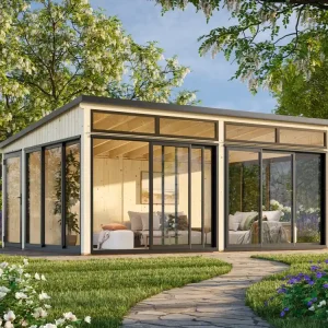 Super-Preis Palmako Modernes Gartenhaus Gartenzimmer Saga 23,3 m² Slide Plus