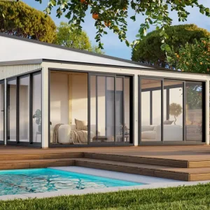 Bestpreis Palmako Gartenzimmer Glashaus Lumi 23,3 m² Slide Plus, Grundiert braun