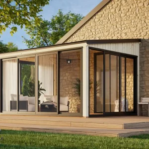 Knallerangebot Palmako Gartenzimmer Glashaus Lumi 11,6 m² Slide Plus, Grundiert braun