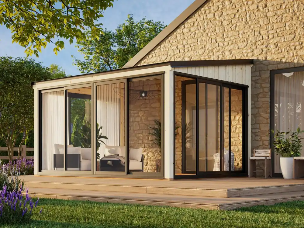 Knallerangebot Palmako Gartenzimmer Glashaus Lumi 11,6 m² Slide Plus, Grundiert braun