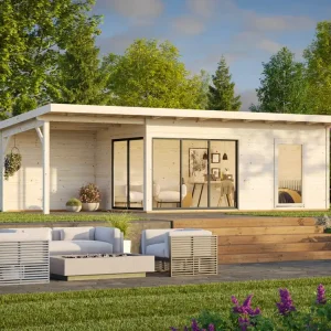 Geprüft Palmako Pultdach Gartenhaus Andrea 17,1+7,9 m² Slide Plus