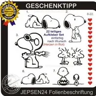 22 Aufkleber Snoopy Charly Woodstock Herzen in Wunschfarbe Set G2 Geschenk Tipp Rabatt
