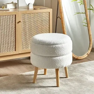 Sofort Bestellen Hocker mit Stauraum OKATON Bouclé Weiss