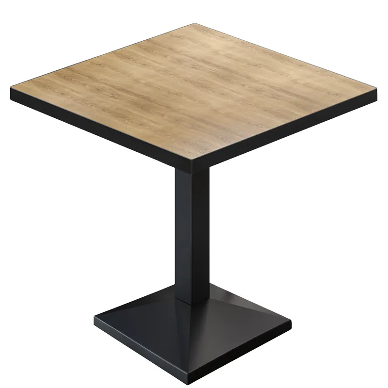 Wochenendangebot BPA | Bistro Tisch | Quadratisch | Schwarzer Rand | 60 x 60 x 78,5 cm | Eiche / Schwarz