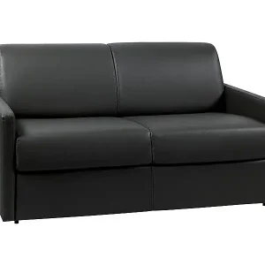 2-Sitzer-Schlafsofa Express aus schwarzem Kunstleder mit Memoryform-Sitz - Liegefläche 120 cm - 22 cm Memoryform-Matratze CALIFE Wochenendangebot